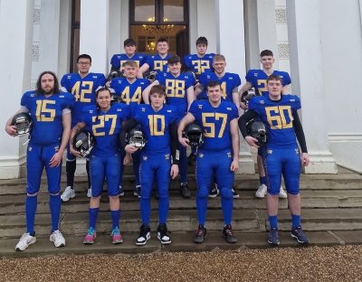 The UL Vikings American Football team pictured on the steps of Plassey House