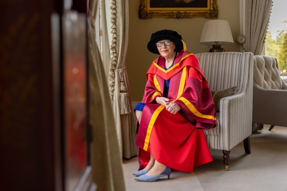A picture of honorary doctorate recipient Maeve Lewis in Plassey House