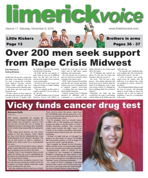 Cover of Limerick Voice newspaper that was produced by the fourth year and MA students of Journalism at University of Limerick