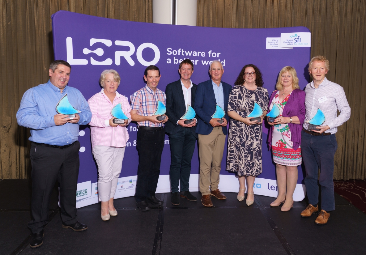 A group image of researchers who have been awarded prizes by Lero