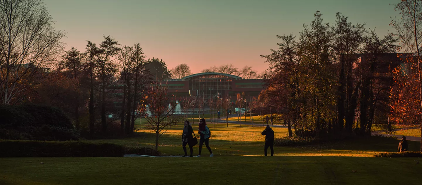 Schumann building at sunset