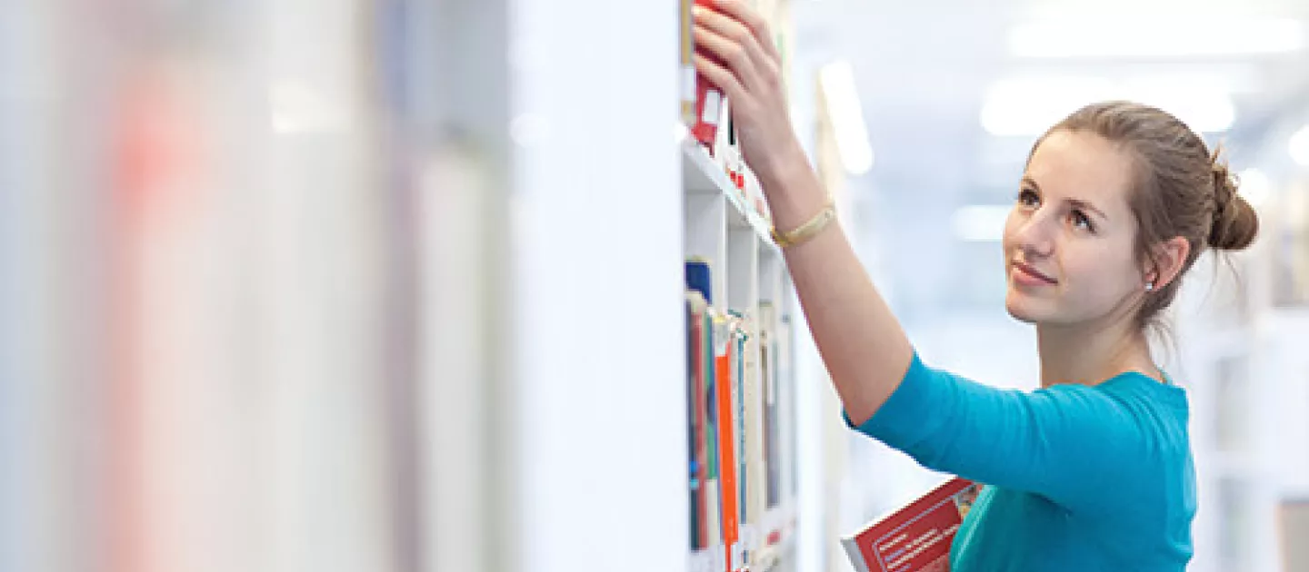 Woman in library