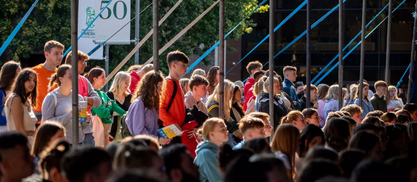 Students attending orientation