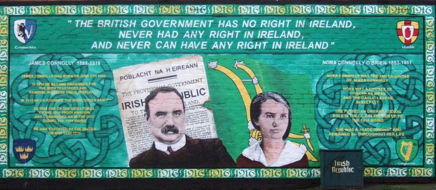 James and Nora Connolly mural in Belfast 