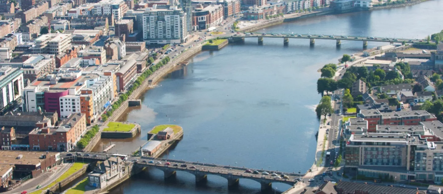 River Shannon flowing through limerick city, Ireland