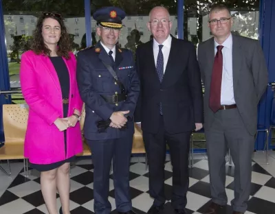 Dr. Eimear Spain, School of Law; Garda Commissioner Drew Harris; Charlie Flanagan, Minister for Justice and Equality; Professor Shane Kilcommins, Head of UL School of Law 