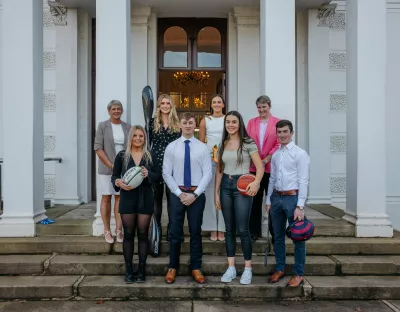 The group pictured outside Plassey House