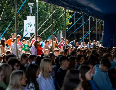 A pic of students attending Open Days at UL