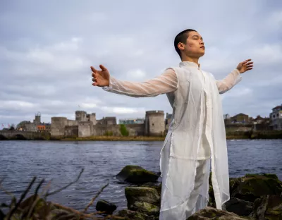 Wuxun Du, a graduate of Contemporary Dance at the University of Limerick, pictured in in traditional Chinese clothes at the Curragower Falls