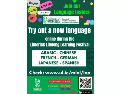 Image lists languages on offer and says "Try out a new language"