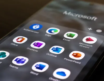 microsoft icons on a phone