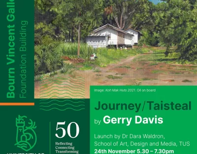 Poster for Gerry Davis exhibition entitled Journey/Taisteal 