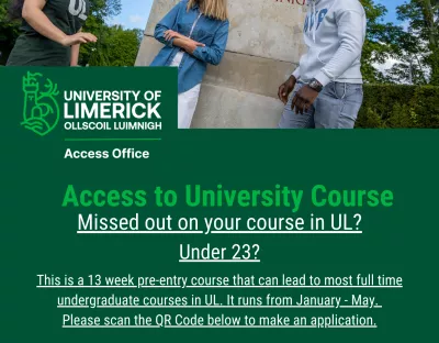 Promotional Flyer for Access to University course with QR Code