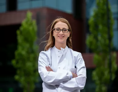 A picture of Finola Cliffe outside the UL Library, who participated in the award winning campaign