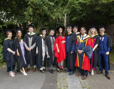 A group of journalism graduates at UL with lecturers Kathryn Hayes and Henry Silke