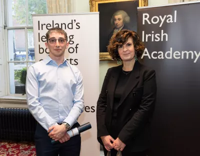 Hamilton Prize award winner Peter Meehan pictured with Dr Romina Gaburro