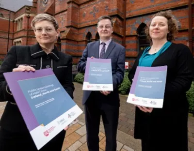 Professor Amanda Haynes (U.L.), Dr Kevin J. Brown (Queens University Belfast) and Professor Jennifer Schweppe (U.L.) holding their report