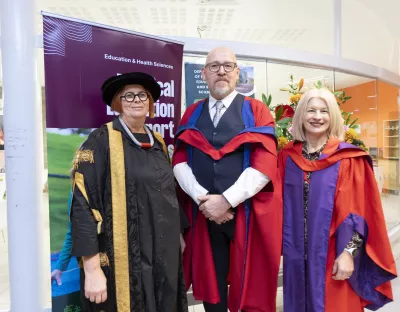 Prof Kerstin Mey, UL President, Prof Giles Warrington and Prof Deirdre McGrath, Dean EHS