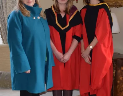 Doctor Una Woods of the school of law, newly graduated Doctor Mary Curtin, and Doctor Christine Cross of the kemmy business school 