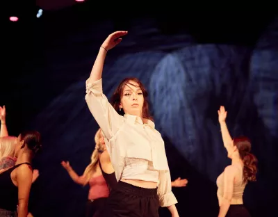 Students of MA and BA Irish Dance, dancing on stage