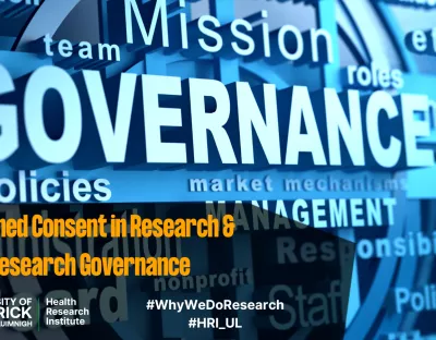 Decorative image with 'Informed Consent in Research & Research Governance'