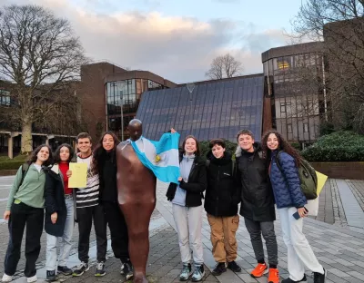 Students posing at Brown Thomas 