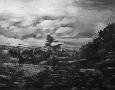 Road, drypoint on aluminium, 52 x 72 cm 