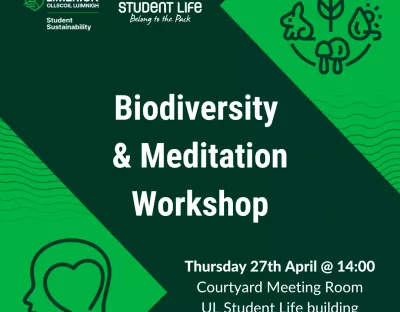 Promotional poster for the biodiversity and meditation workshop