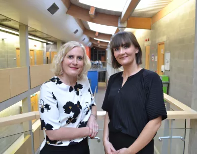 Rose Galvin and Sarah Hayes pictured in a UL building