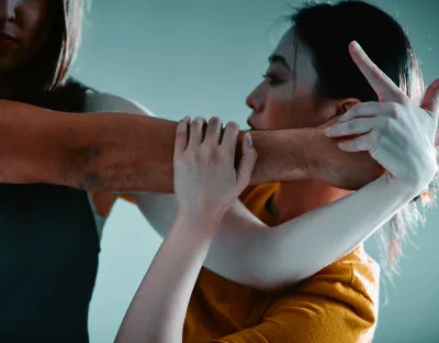 Close up shot of people dancing