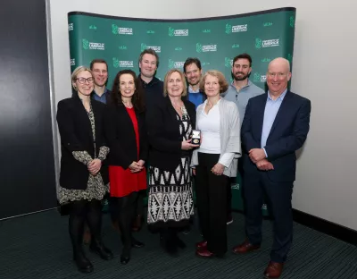 A large group of people pictured at the awards ceremony