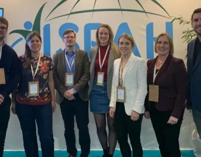 IMPAQT members attending the ISPAH conference (from left to right: Kevin Volf, Aurelie van Hoye, Peter Gelius, Nicole den Braver, Leonie Birkholz, Catherine Woods, Sven Messing)