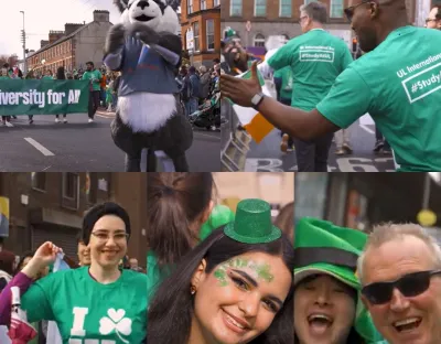 Collage of images from past St Patricks Day Parades