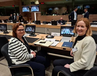 Photo of REPPP team members Dr Catherine Naughton and Helen Fitzgerald at the EU Horizontal Working Group on Drugs in Brussels