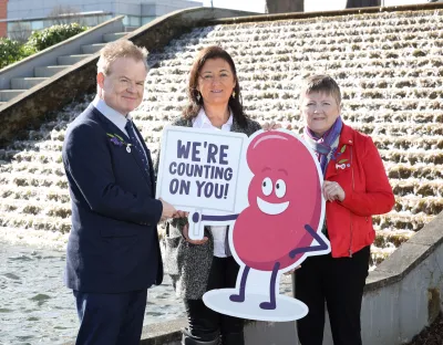 Professor Austin Stack with kidney and pancreas transplant recipient Alceina O’Brien and Carol Moore, CEO of the Irish Kidney Association