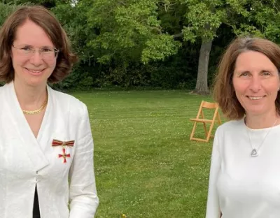 Professor Gisela Holfter with H.E. Mrs Deike Potzel, Amassador of the Federal Republic of Germany