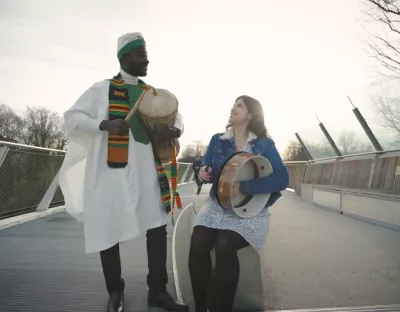 John Nutekpor and Nicolle Figueroa, who feature in the St Patrick’s Day video 