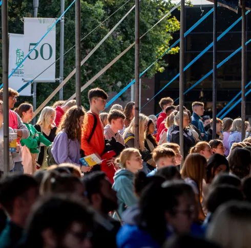 Students attending orientation