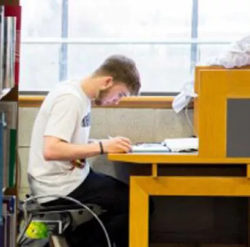 Student studying in the library