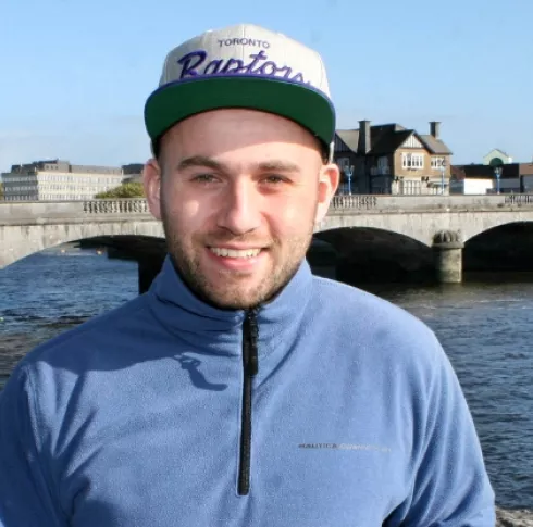 UL graduate Johnny Paradise in front of Sarsfield Bridge, Limerick