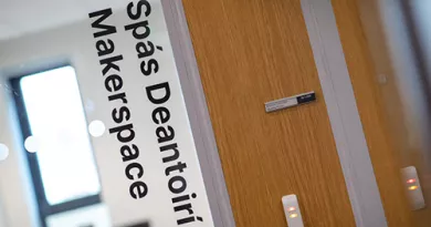 Image of door to the makerspace room in the library