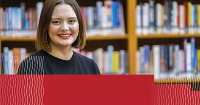 Woman smiling in UL Library