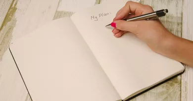 writing on a planner