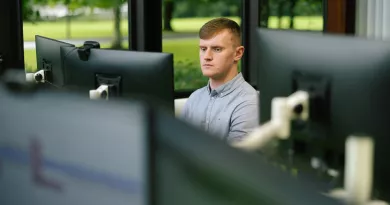 student working at computer