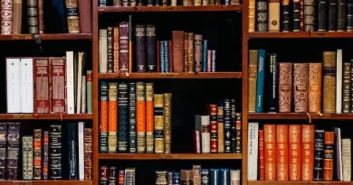 academic books on shelves