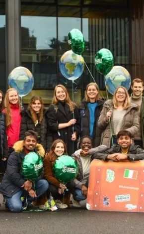 Students outside library