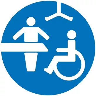 Chnaging places logo showing image of hoist, wheelchair and changing platform