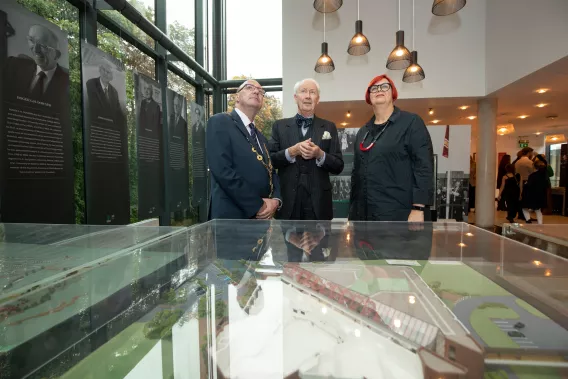 Mayor Francis Foley, Ed Walsh and Professor Kerstin Mey