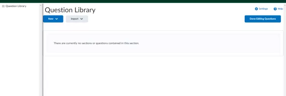 Screenshot of the Question Library within Brightspace