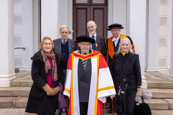 A group outside Plassey House in UL